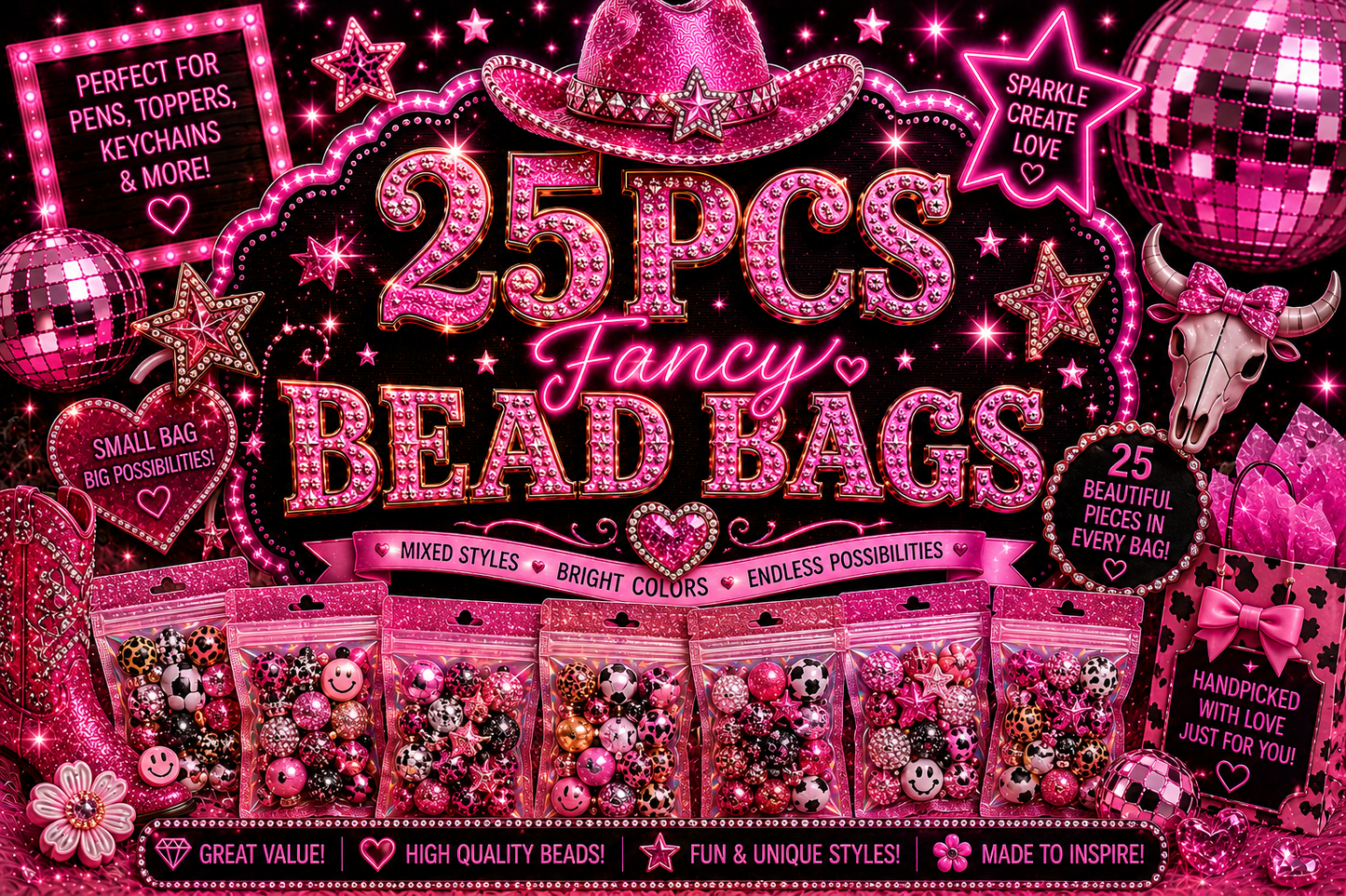 25pc Fancy Bead Bag