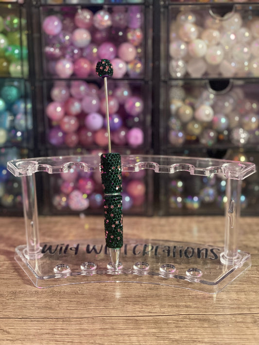 Dark Green w/ Pink Bling Pen
