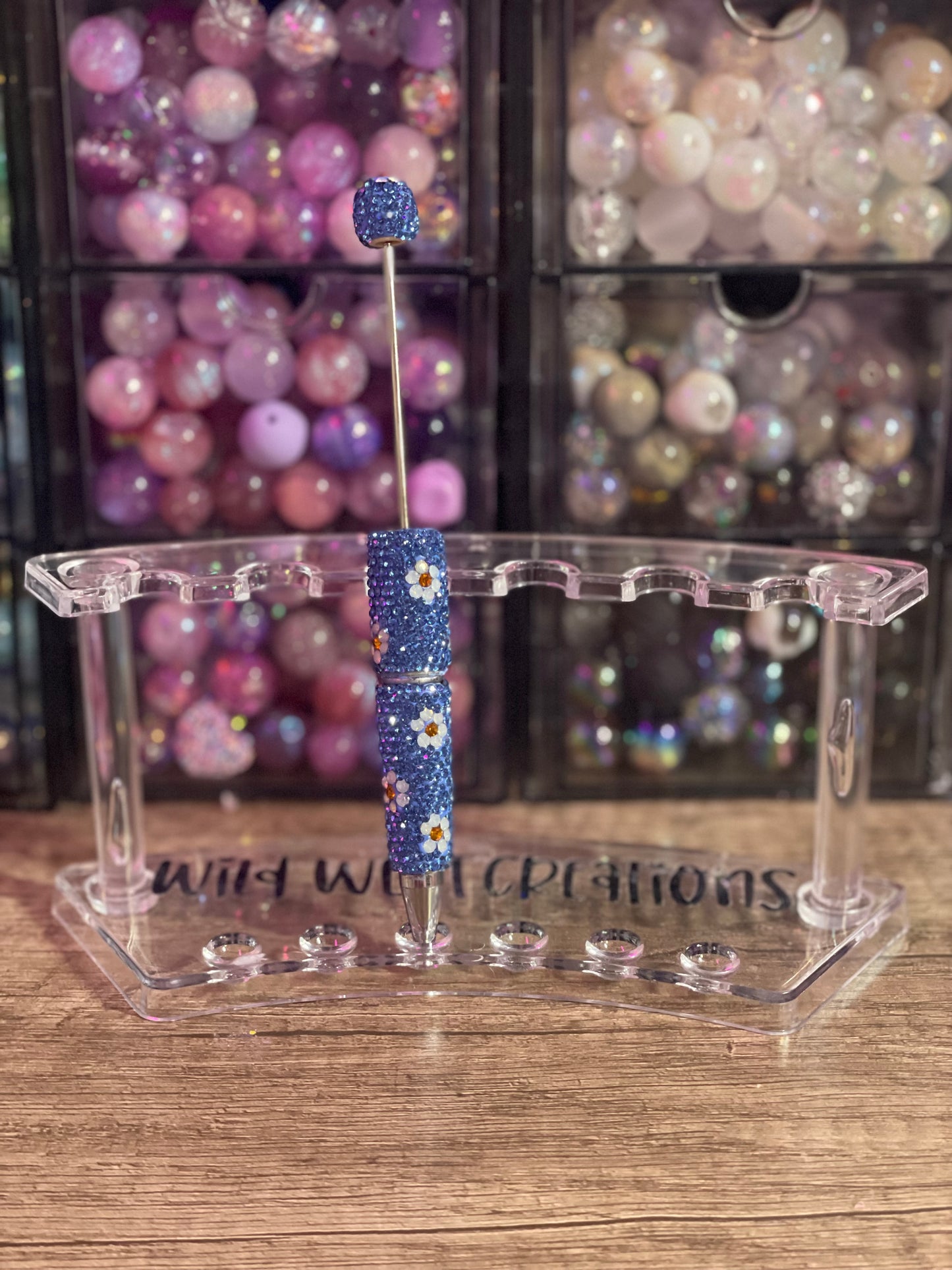 Light Blue Flower Bling Pen