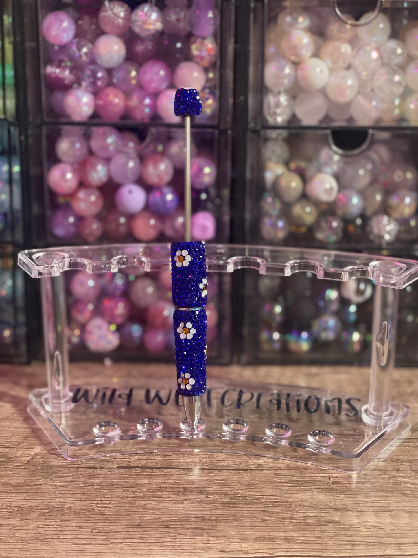 Royal Blue Flower Bling Pen